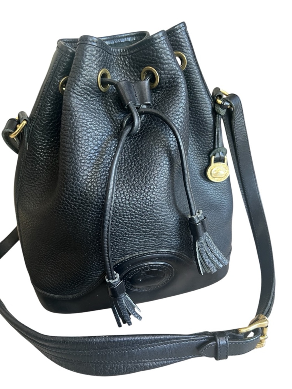 Vintage 1990’s Dooney & Bourke Bucket Bag Black All Weather Leather USA